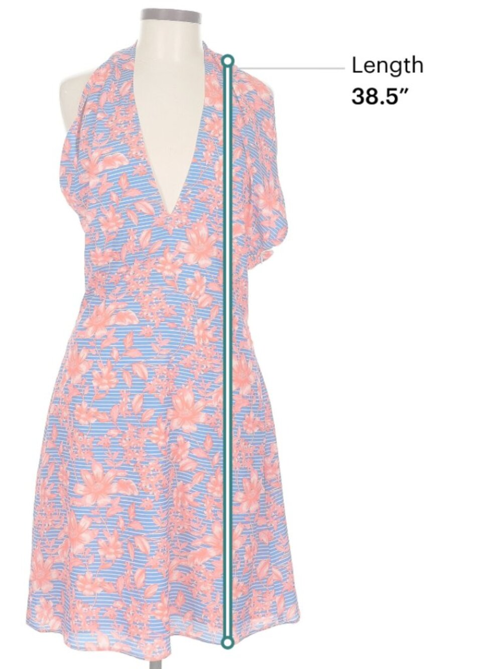 Belle Badgley Mischka "Delilah" Tropical Floral Cross-Over Halter Dress - Picture 9 of 11